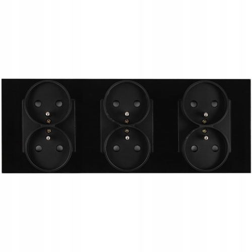 Dreifach-Steckdose Glas Schwarz Set Dreifachrahmen Und 3 X Doppelsteckdose