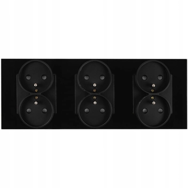Dreifach-Steckdose Glas Schwarz Set Dreifachrahmen Und 3 X Doppelsteckdose