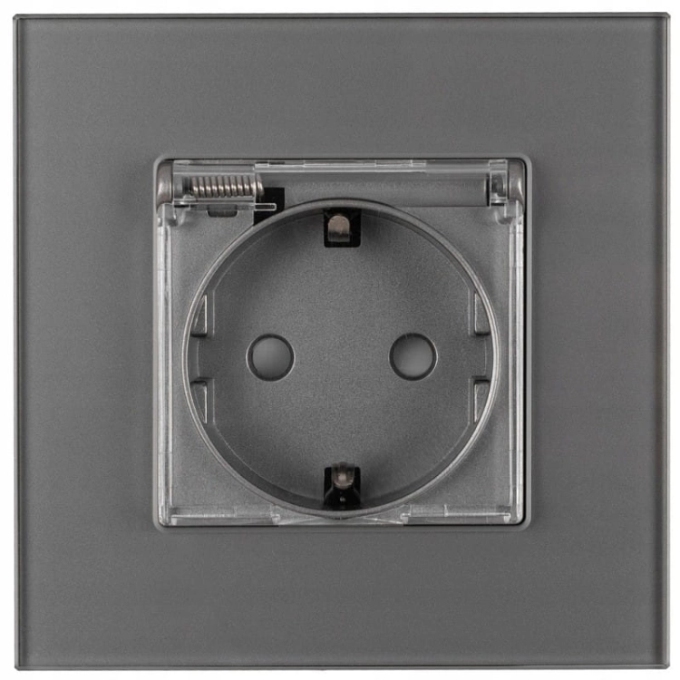 Schuko-Steckdose Badezimmer Grau Mit Klappdeckel Mit Schutzkontakt Ohne Erdungsstift Glas
