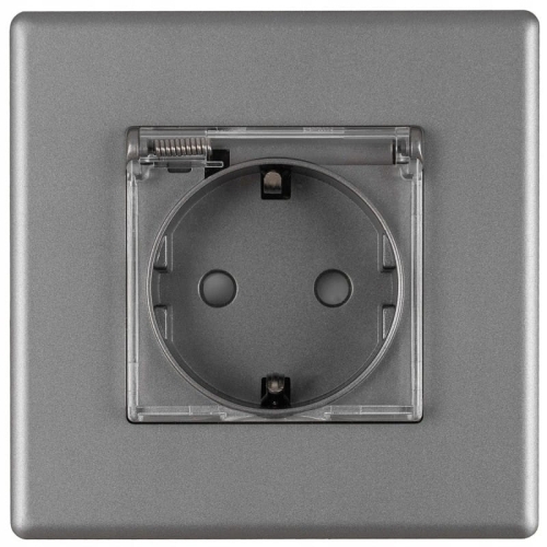 Steckdose Grau Mit Klappdeckel Badezimmer Schuko Mit Schutzkontakt Ohne Erdungsstift Set Mit Rahmen PVC
