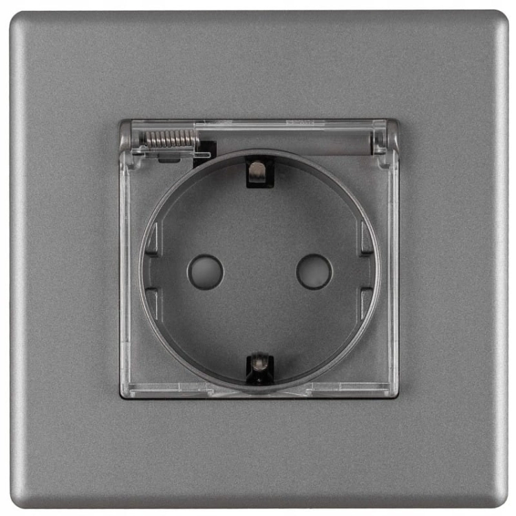 Steckdose Grau Mit Klappdeckel Badezimmer Schuko Mit Schutzkontakt Ohne Erdungsstift Set Mit Rahmen PVC