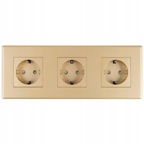 Dreifach-Schuko-Steckdose Gold PVC-Dreifachrahmen Und 3 X Steckdose