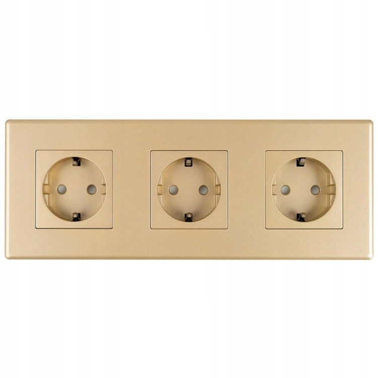 Dreifach-Schuko-Steckdose Gold PVC-Dreifachrahmen Und 3 X Steckdose
