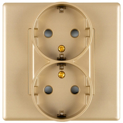 Doppelsteckdose Schuko Mit Erdung Ohne Erdungsstift Gold Set Mit PVC-Rahmen