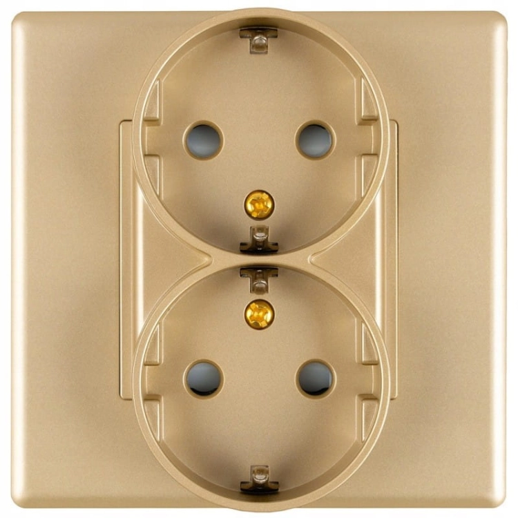 Doppelsteckdose Schuko Mit Erdung Ohne Erdungsstift Gold Set Mit PVC-Rahmen