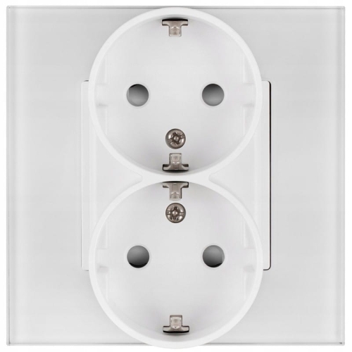 Doppelsteckdose Glas Schuko Mit Schutzkontakt Ohne Erdungsstift Weiß