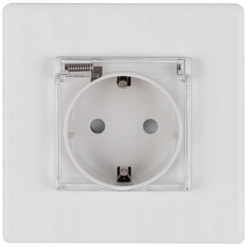Steckdose Weiß Mit Klappdeckel Für Badezimmer Schuko Mit Schutzkontakt Ohne Erdungsstift Set Mit PVC-Rahmen
