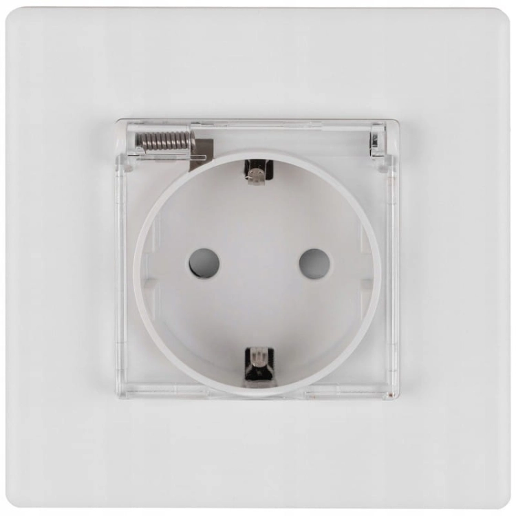 Steckdose Weiß Mit Klappdeckel Für Badezimmer Schuko Mit Schutzkontakt Ohne Erdungsstift Set Mit PVC-Rahmen