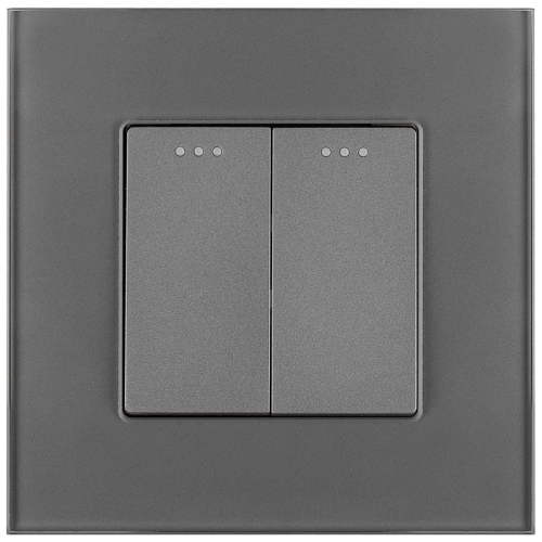 Schalter Wechselschalter Doppelt Glas Grau Silber
