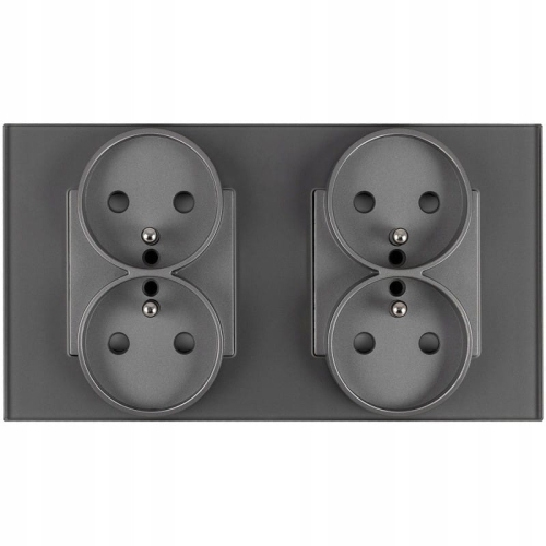 Doppelsteckdose Glas Grau Set Doppelrahmen Und 2 X Doppelsteckdose