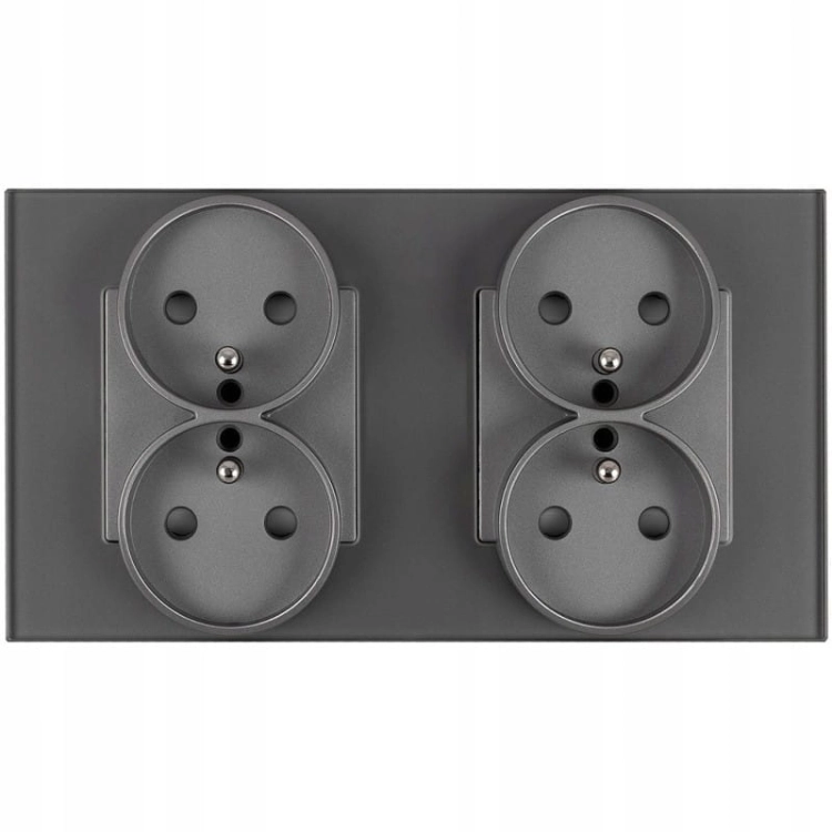 Doppelsteckdose Glas Grau Set Doppelrahmen Und 2 X Doppelsteckdose