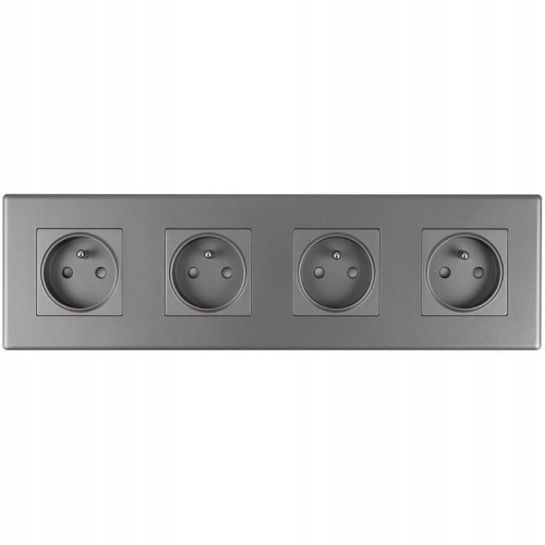 Vierfach-Steckdose Grau Erdungsstift Set PVC-Vierfachrahmen 4 X Einzelsteckdose