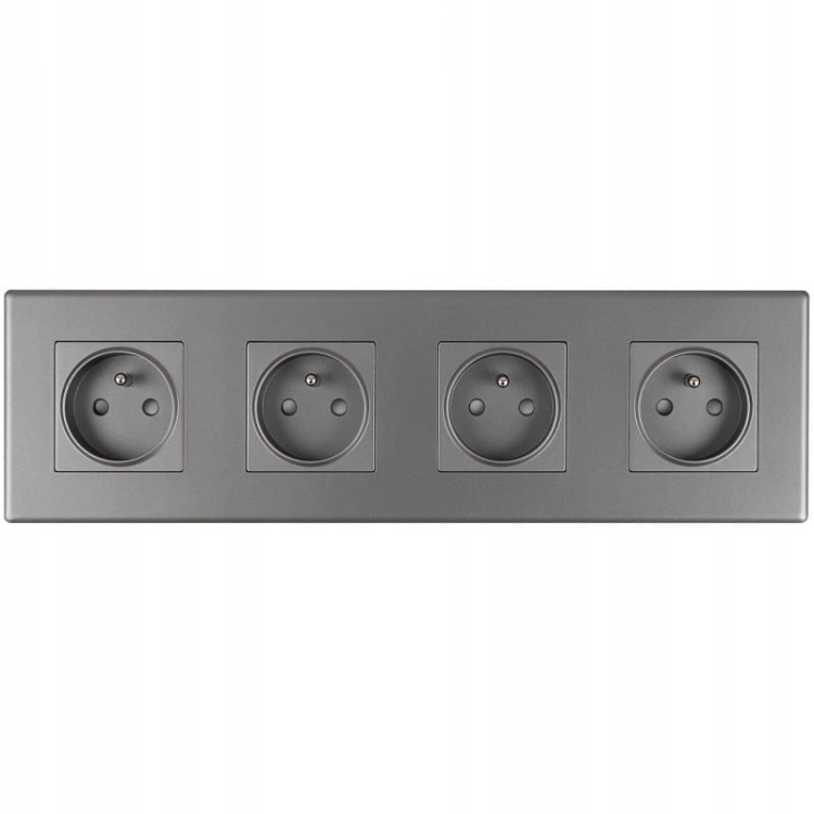 Vierfach-Steckdose Grau Erdungsstift Set PVC-Vierfachrahmen 4 X Einzelsteckdose