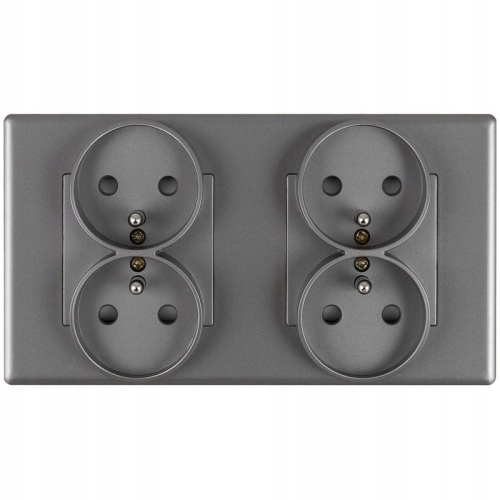 Doppelsteckdose Grau Set PVC-Doppelrahmen Und 2 X Doppelsteckdose