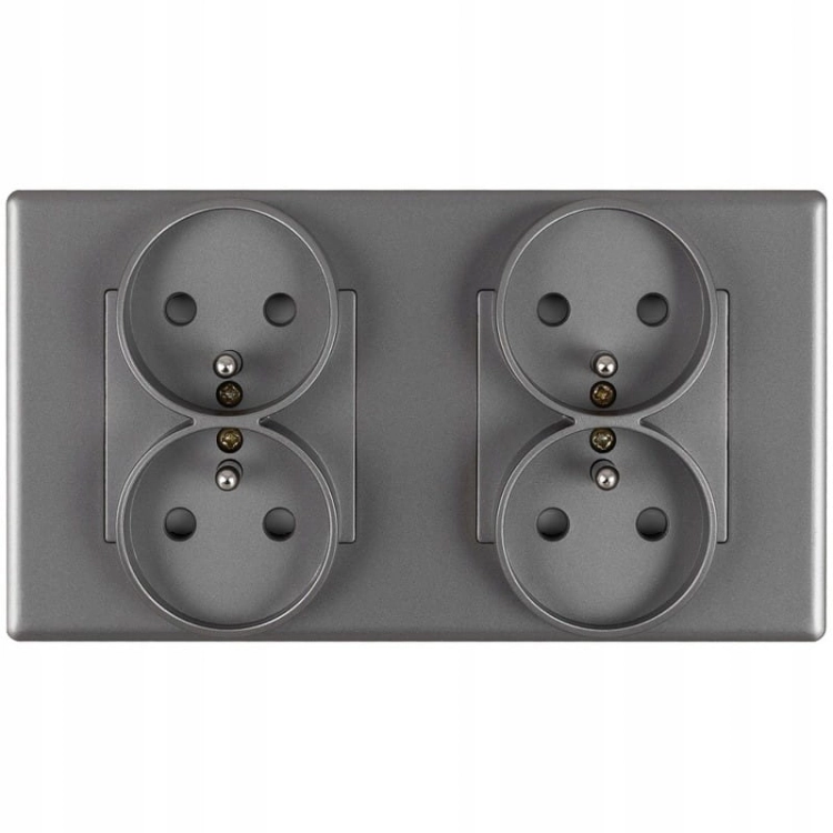 Doppelsteckdose Grau Set PVC-Doppelrahmen Und 2 X Doppelsteckdose