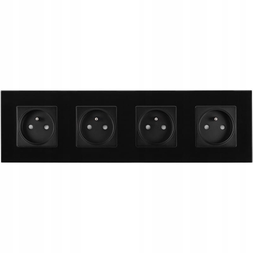 Vierfachsteckdose Glas Schwarz Set Vierfachrahmen 4 X Steckdose