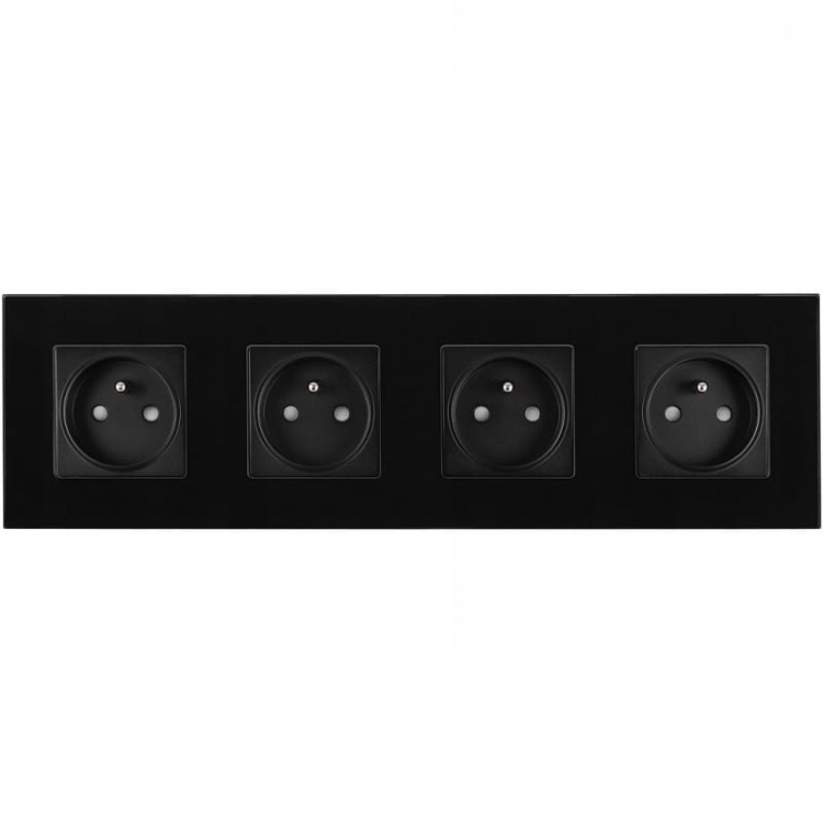 Vierfachsteckdose Glas Schwarz Set Vierfachrahmen 4 X Steckdose