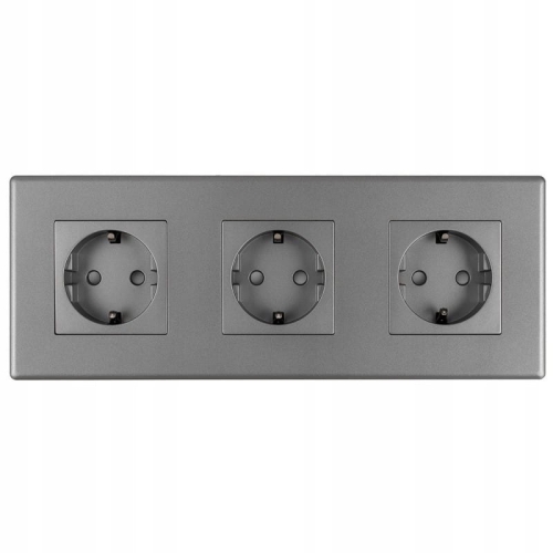 Dreifach-Steckdose Schuko Grau PCV-Dreifachrahmen Und 3 X Steckdose