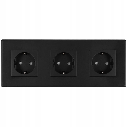 Dreifachsteckdose Schuko Schwarz PCV-Dreifachrahmen Und 3 X Steckdose