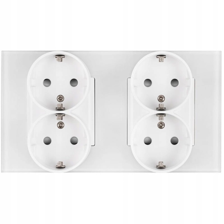 Doppelsteckdose Vierfach Glas Schuko Weiß Doppelrahmen