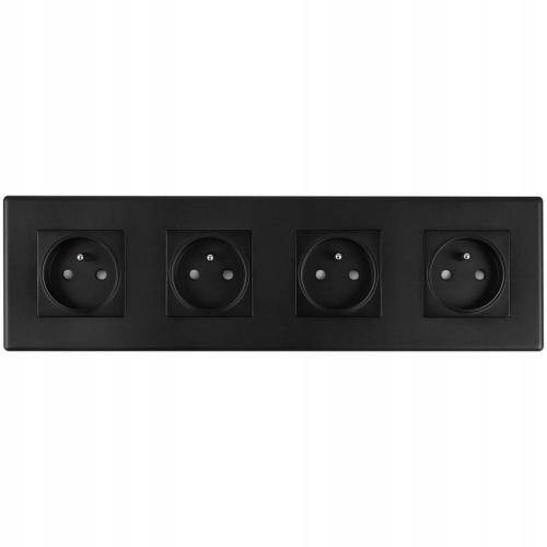 Vierfachsteckdose Schwarz Erdungsstift Set PVC Vierfachrahmen 4 X Steckdose