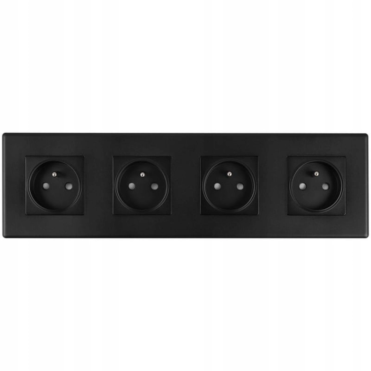 Vierfachsteckdose Schwarz Erdungsstift Set PVC Vierfachrahmen 4 X Steckdose
