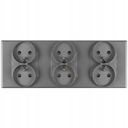 Dreifach-Steckdose Grau Set PVC-Dreifachrahmen Und 3 X Doppelsteckdose