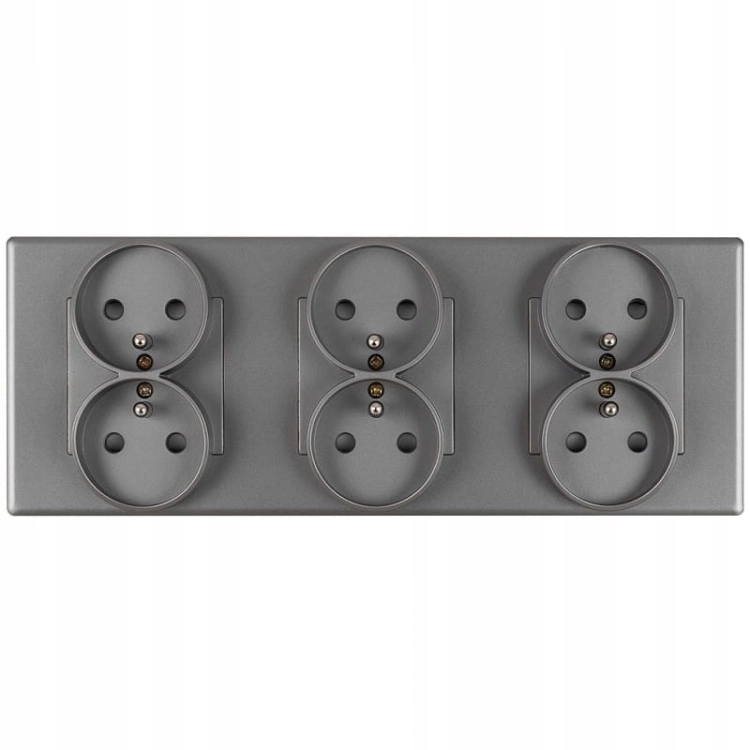 Dreifach-Steckdose Grau Set PVC-Dreifachrahmen Und 3 X Doppelsteckdose