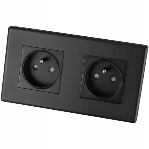 Doppelsteckdose Schwarz Set PCV-Doppelrahmen Und 2 X Steckdose