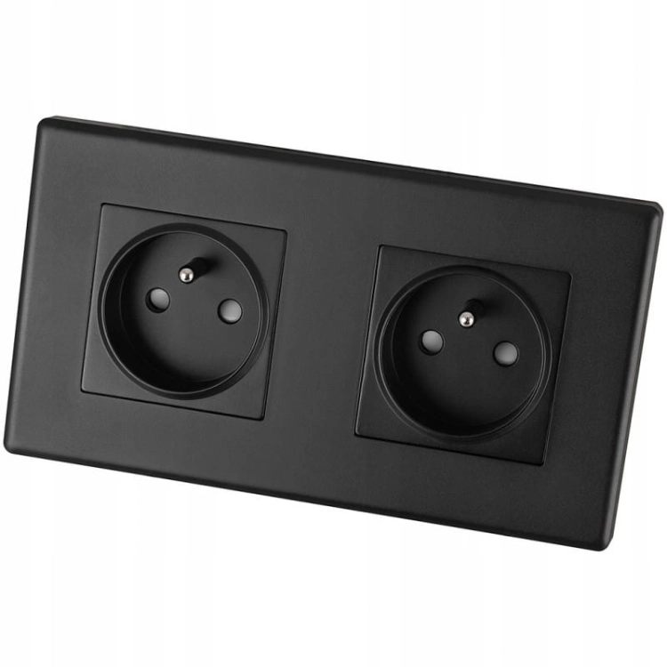 Doppelsteckdose Schwarz Set PCV-Doppelrahmen Und 2 X Steckdose