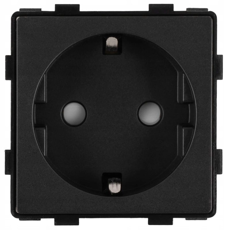 Modul Einzelsteckdose Schuko Mit Schutzkontakt Ohne Erdungsstift Schwarz Für Rahmen MIUUN