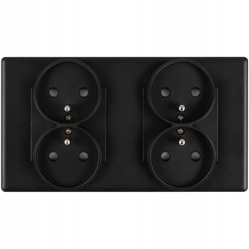 Doppelsteckdose Schwarz Set PVC-Doppelrahmen Und 2 X Doppelsteckdose