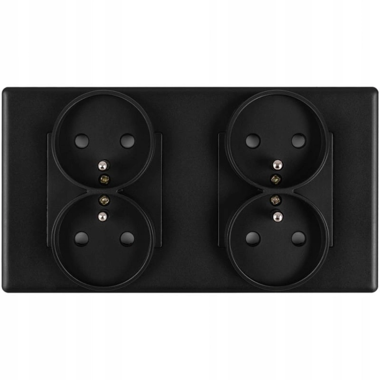 Doppelsteckdose Schwarz Set PVC-Doppelrahmen Und 2 X Doppelsteckdose