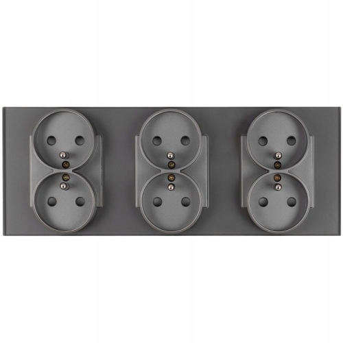 Dreifach-Steckdose Glas Grau Set Dreifachrahmen Und 3 X Doppelsteckdose
