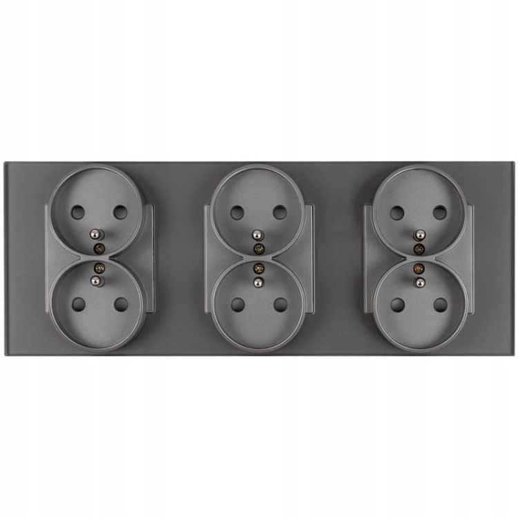 Dreifach-Steckdose Glas Grau Set Dreifachrahmen Und 3 X Doppelsteckdose